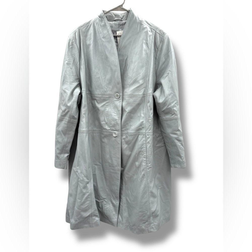 Jessica London NWT Leather Trench Coat Women's Size 24W Gray High Collar Plus